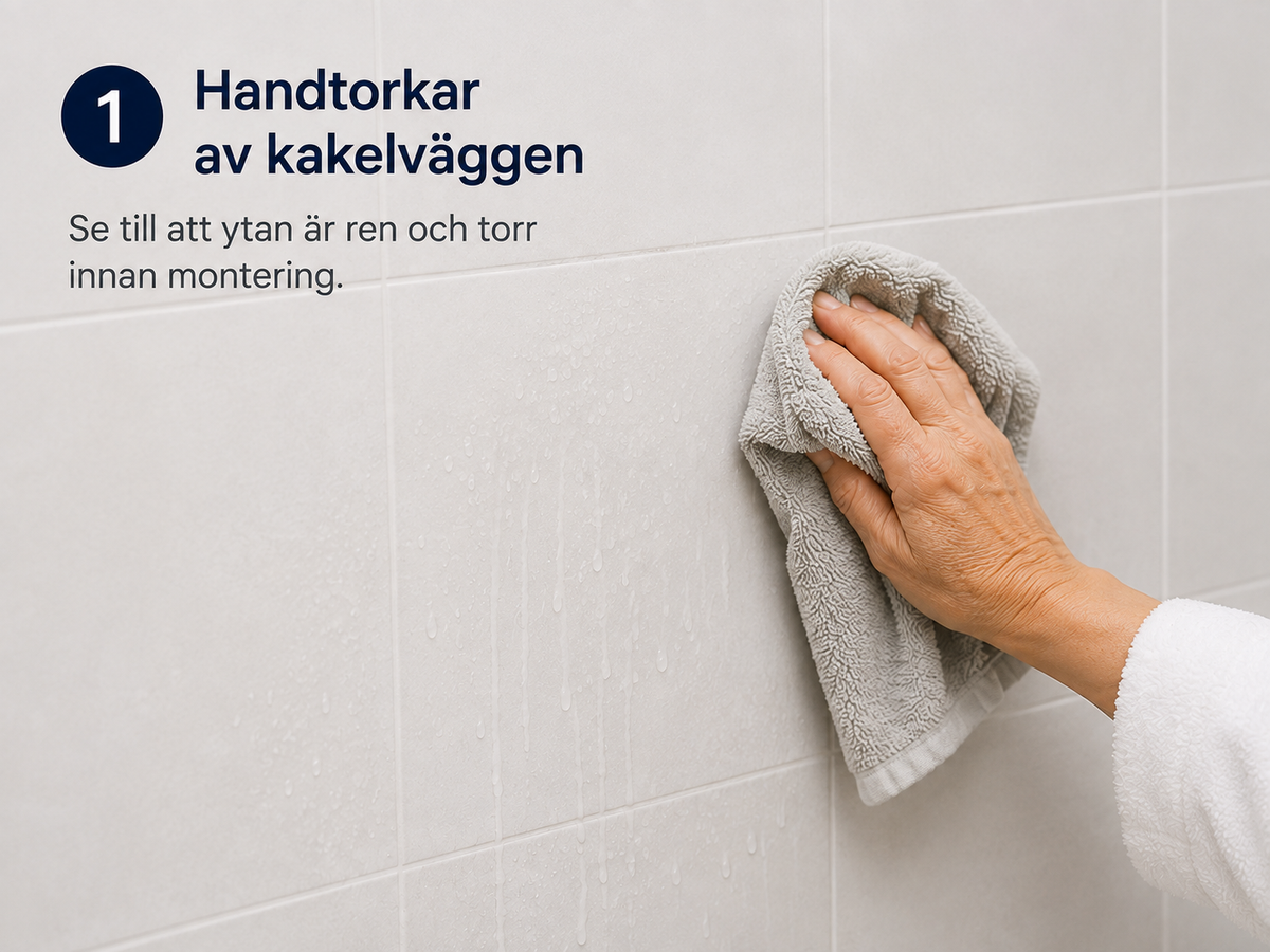 Torka kakelytan innan montering