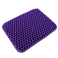 Midexa ErgoRelief Pro blå gel-sittdyna med bikakedesign för förbättrad luftcirkulation och tryckavlastning.