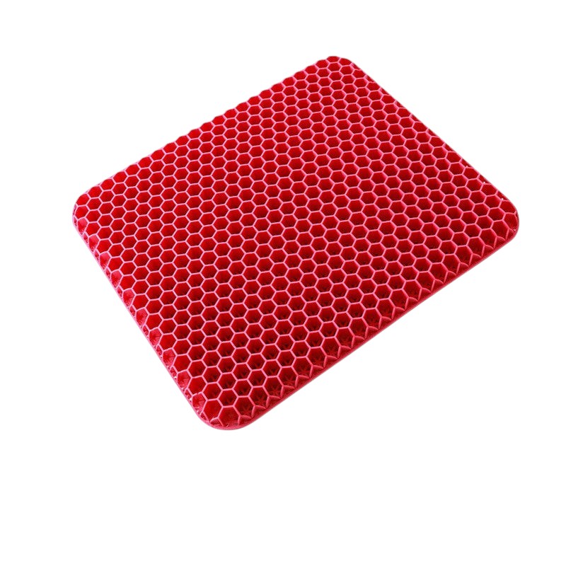Midexa ErgoRelief Pro blå gel-sittdyna med bikakedesign för förbättrad luftcirkulation och tryckavlastning.